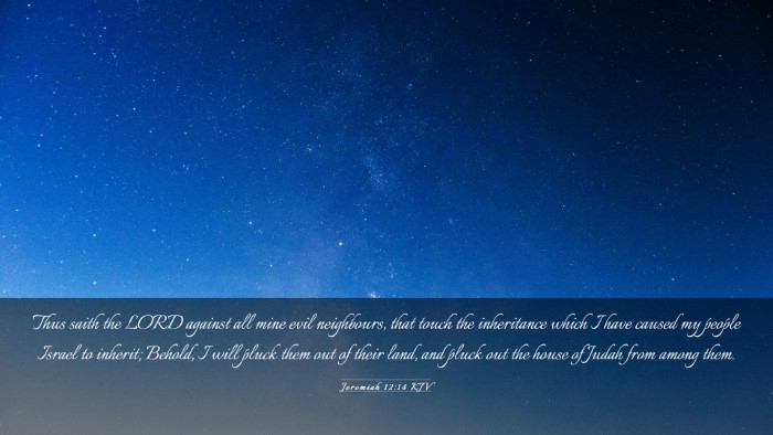 Picture 03 - Jeremiah 12:14 KJV Desktop Wallpaper - Thus saith the LORD against all mine evil - Desktop Bible Verse Wallpaper