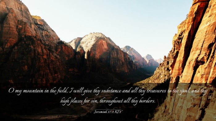 Picture 03 - Jeremiah 17:3 KJV Desktop Wallpaper - O my mountain in the field, I will give thy - Desktop Bible Verse Wallpaper