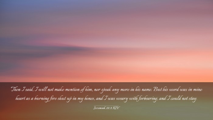 Picture 03 - Jeremiah 20:9 KJV Desktop Wallpaper - Then I said, I will not make mention of him, nor - Desktop Bible Verse Wallpaper