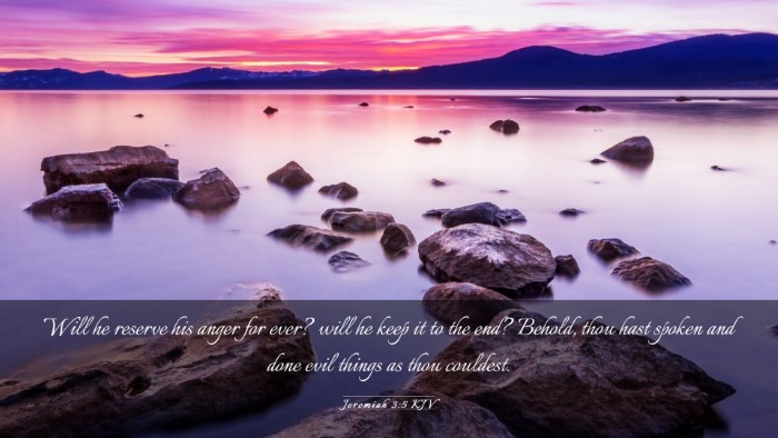 Picture 03 - Jeremiah 3:5 KJV Desktop Wallpaper - Will he reserve his anger for ever? will he keep - Desktop Bible Verse Wallpaper