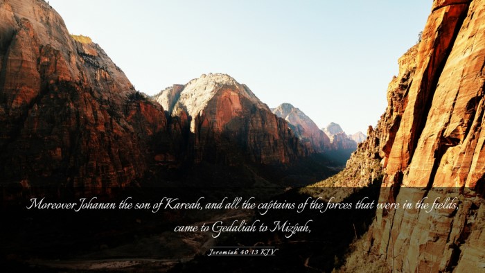 Picture 03 - Jeremiah 40:13 KJV Desktop Wallpaper - Moreover Johanan the son of Kareah, and all the - Desktop Bible Verse Wallpaper