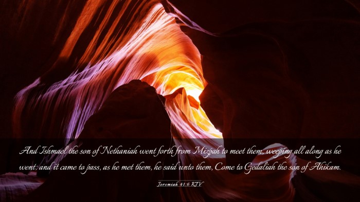 Picture 03 - Jeremiah 41:6 KJV Desktop Wallpaper - And Ishmael the son of Nethaniah went forth from - Desktop Bible Verse Wallpaper
