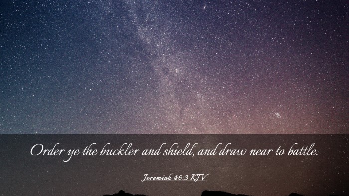 Picture 03 - Jeremiah 46:3 KJV Desktop Wallpaper - Order ye the buckler and shield, and draw near to - Desktop Bible Verse Wallpaper