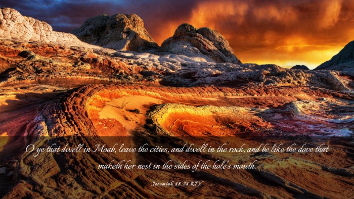 Picture 03 - Jeremiah 48:28 KJV Desktop Wallpaper - O ye that dwell in Moab, leave the cities, and - Desktop Bible Verse Wallpaper
