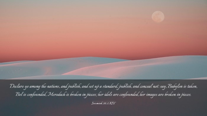 Picture 03 - Jeremiah 50:2 KJV Desktop Wallpaper - Declare ye among the nations, and publish, and - Desktop Bible Verse Wallpaper