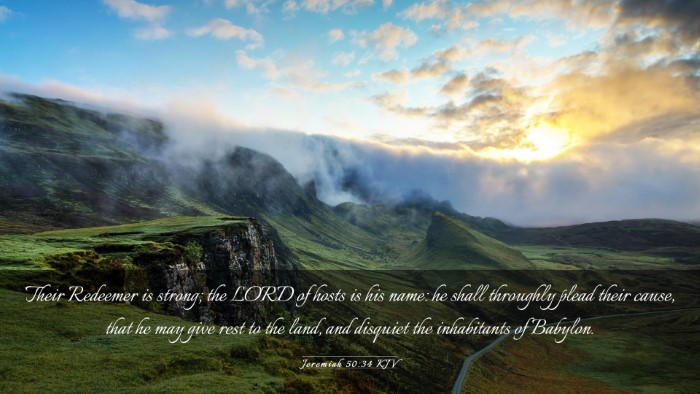 Picture 03 - Jeremiah 50:34 KJV Desktop Wallpaper - Their Redeemer is strong; the LORD of hosts is - Desktop Bible Verse Wallpaper
