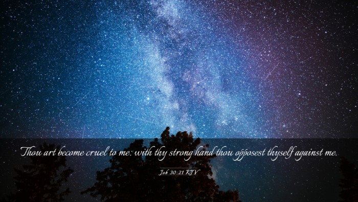 Picture 03 - Job 30:21 KJV Desktop Wallpaper - Thou art become cruel to me: with thy strong hand - Desktop Bible Verse Wallpaper