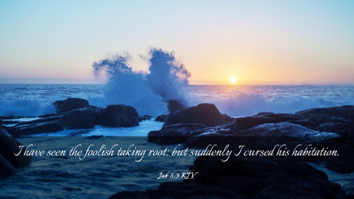 Picture 03 - Job 5:3 KJV Desktop Wallpaper - I have seen the foolish taking root: but suddenly - Desktop Bible Verse Wallpaper