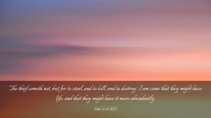 Picture 03 - John 10:10 KJV Desktop Wallpaper - The thief cometh not, but for to steal, and to - Desktop Bible Verse Wallpaper