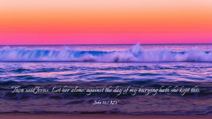 Picture 03 - John 12:7 KJV Desktop Wallpaper - Then said Jesus, Let her alone: against the day - Desktop Bible Verse Wallpaper
