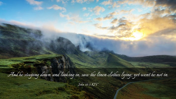 Picture 03 - John 20:5 KJV Desktop Wallpaper - And he stooping down, and looking in, saw the - Desktop Bible Verse Wallpaper