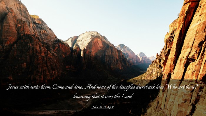 Picture 03 - John 21:12 KJV Desktop Wallpaper - Jesus saith unto them, Come and dine. And none of - Desktop Bible Verse Wallpaper