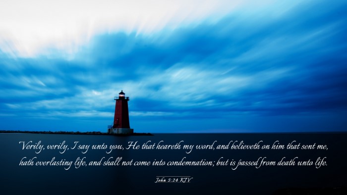 Picture 03 - John 5:24 KJV Desktop Wallpaper - Verily, verily, I say unto you, He that heareth - Desktop Bible Verse Wallpaper