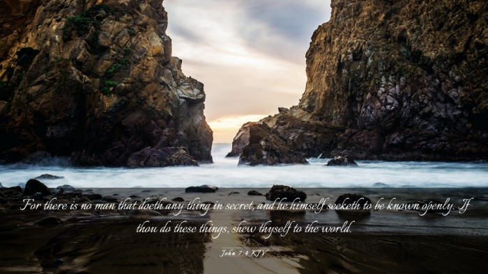 Picture 03 - John 7:4 KJV Desktop Wallpaper - For there is no man that doeth any thing in - Desktop Bible Verse Wallpaper
