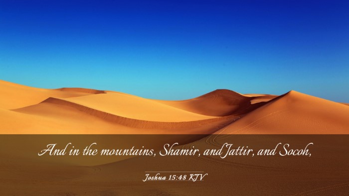 Picture 03 - Joshua 15:48 KJV Desktop Wallpaper - And in the mountains, Shamir, and Jattir, and - Desktop Bible Verse Wallpaper