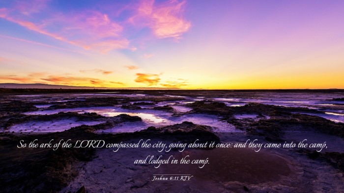 Picture 03 - Joshua 6:11 KJV Desktop Wallpaper - So the ark of the LORD compassed the city, going - Desktop Bible Verse Wallpaper