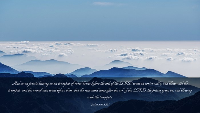 Picture 03 - Joshua 6:13 KJV Desktop Wallpaper - And seven priests bearing seven trumpets of rams' - Desktop Bible Verse Wallpaper