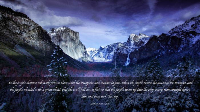 Picture 03 - Joshua 6:20 KJV Desktop Wallpaper - So the people shouted when the priests blew with - Desktop Bible Verse Wallpaper