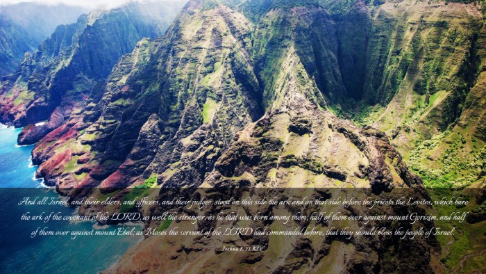 Picture 03 - Joshua 8:33 KJV Desktop Wallpaper - And all Israel, and their elders, and officers, - Desktop Bible Verse Wallpaper
