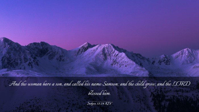 Picture 03 - Judges 13:24 KJV Desktop Wallpaper - And the woman bare a son, and called his name - Desktop Bible Verse Wallpaper