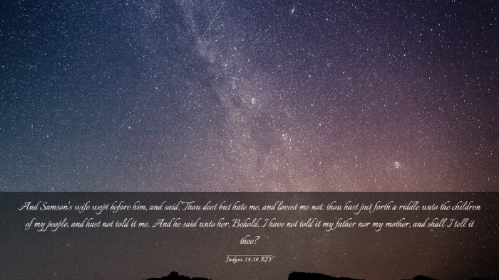 Picture 03 - Judges 14:16 KJV Desktop Wallpaper - And Samson's wife wept before him, and said, Thou - Desktop Bible Verse Wallpaper