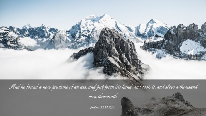 Picture 03 - Judges 15:15 KJV Desktop Wallpaper - And he found a new jawbone of an ass, and put - Desktop Bible Verse Wallpaper