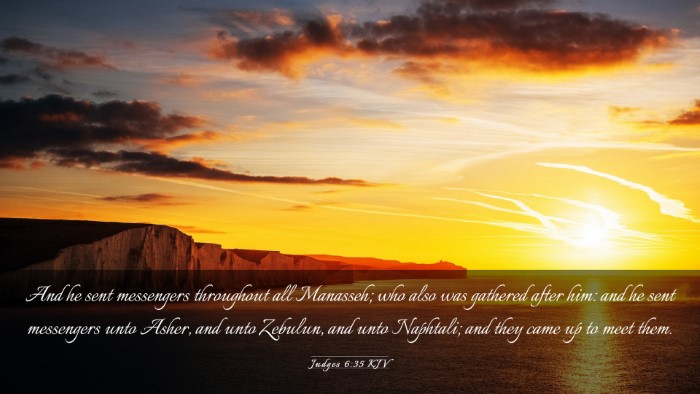 Picture 03 - Judges 6:35 KJV Desktop Wallpaper - And he sent messengers throughout all Manasseh; - Desktop Bible Verse Wallpaper