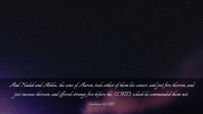 Picture 03 - Leviticus 10:1 KJV Desktop Wallpaper - And Nadab and Abihu, the sons of Aaron, took - Desktop Bible Verse Wallpaper