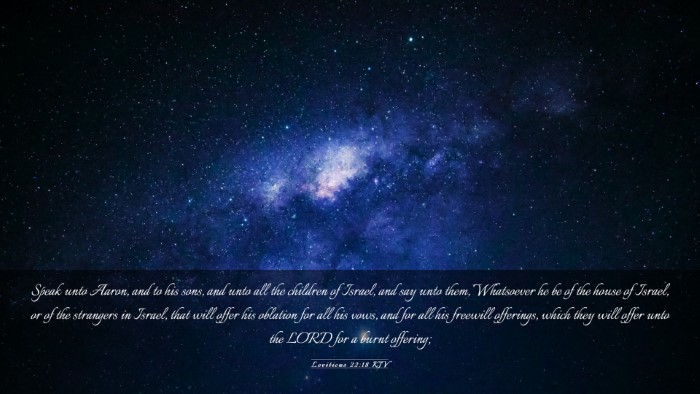 Picture 03 - Leviticus 22:18 KJV Desktop Wallpaper - Speak unto Aaron, and to his sons, and unto all - Desktop Bible Verse Wallpaper