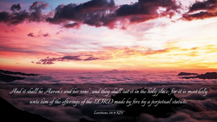 Picture 03 - Leviticus 24:9 KJV Desktop Wallpaper - And it shall be Aaron's and his sons'; and they - Desktop Bible Verse Wallpaper