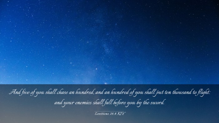 Picture 03 - Leviticus 26:8 KJV Desktop Wallpaper - And five of you shall chase an hundred, and an - Desktop Bible Verse Wallpaper