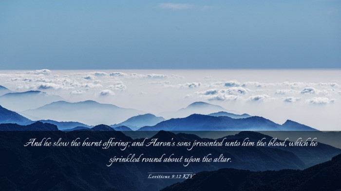Picture 03 - Leviticus 9:12 KJV Desktop Wallpaper - And he slew the burnt offering; and Aaron's sons - Desktop Bible Verse Wallpaper