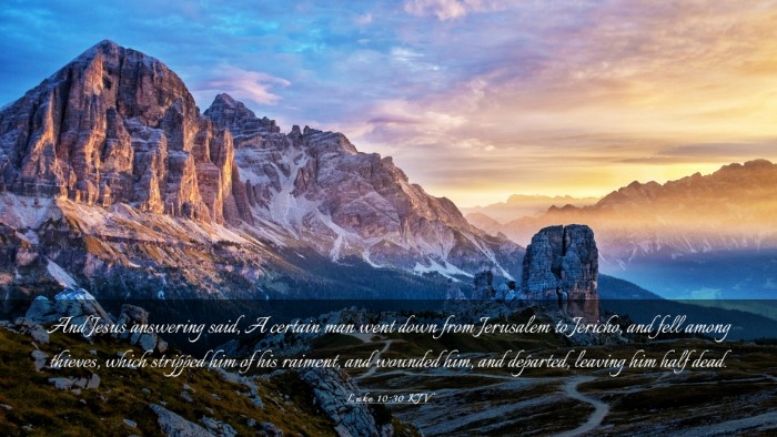 Picture 03 - Luke 10:30 KJV Desktop Wallpaper - And Jesus answering said, A certain man went down - Desktop Bible Verse Wallpaper