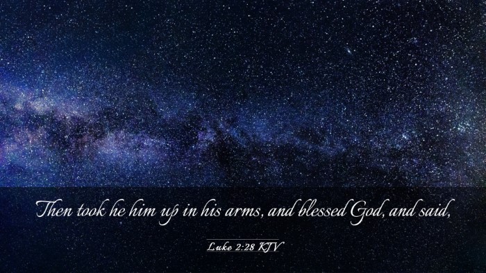 Picture 03 - Luke 2:28 KJV Desktop Wallpaper - Then took he him up in his arms, and blessed God, - Desktop Bible Verse Wallpaper