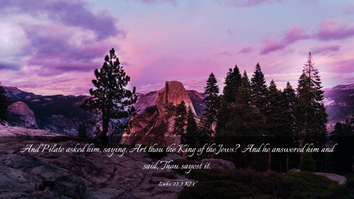 Picture 03 - Luke 23:3 KJV Desktop Wallpaper - And Pilate asked him, saying, Art thou the King - Desktop Bible Verse Wallpaper