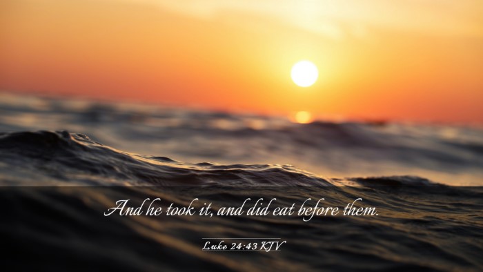 Picture 03 - Luke 24:43 KJV Desktop Wallpaper - And he took it, and did eat before - Desktop Bible Verse Wallpaper