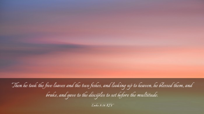 Picture 03 - Luke 9:16 KJV Desktop Wallpaper - Then he took the five loaves and the two fishes, - Desktop Bible Verse Wallpaper