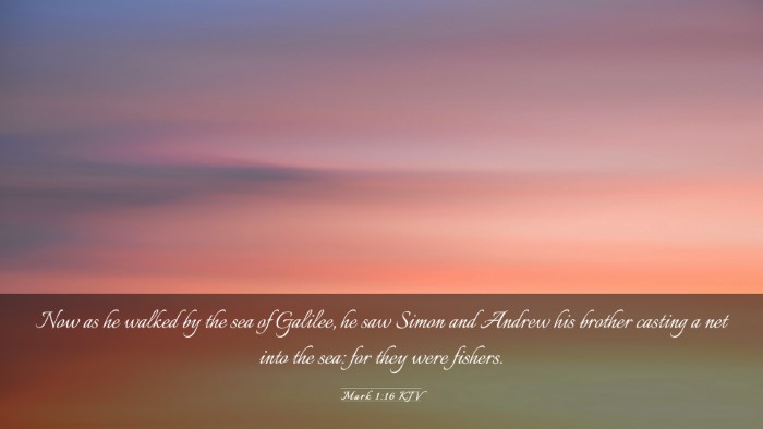 Picture 03 - Mark 1:16 KJV Desktop Wallpaper - Now as he walked by the sea of Galilee, he saw - Desktop Bible Verse Wallpaper