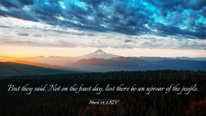 Picture 03 - Mark 14:2 KJV Desktop Wallpaper - But they said, Not on the feast day, lest there - Desktop Bible Verse Wallpaper
