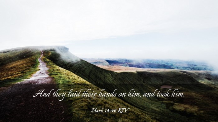 Picture 03 - Mark 14:46 KJV Desktop Wallpaper - And they laid their hands on him, and took - Desktop Bible Verse Wallpaper