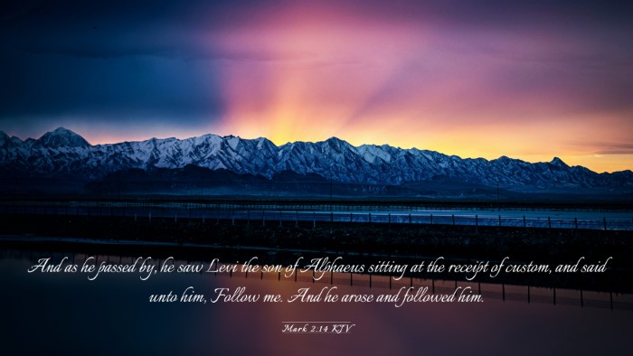 Picture 03 - Mark 2:14 KJV Desktop Wallpaper - And as he passed by, he saw Levi the son of - Desktop Bible Verse Wallpaper