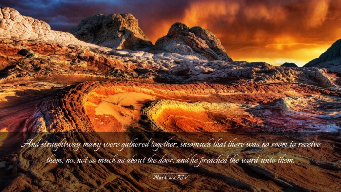 Picture 03 - Mark 2:2 KJV Desktop Wallpaper - And straightway many were gathered together, - Desktop Bible Verse Wallpaper