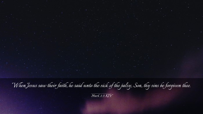 Picture 03 - Mark 2:5 KJV Desktop Wallpaper - When Jesus saw their faith, he said unto the sick - Desktop Bible Verse Wallpaper