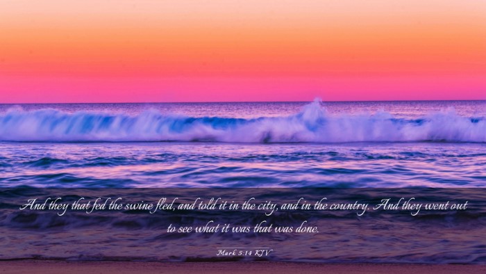 Picture 03 - Mark 5:14 KJV Desktop Wallpaper - And they that fed the swine fled, and told it in - Desktop Bible Verse Wallpaper