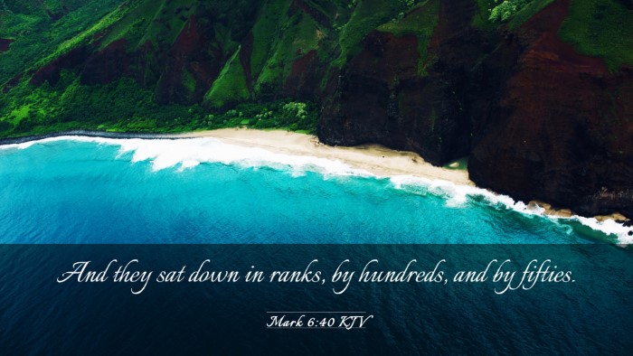 Picture 03 - Mark 6:40 KJV Desktop Wallpaper - And they sat down in ranks, by hundreds, and by - Desktop Bible Verse Wallpaper