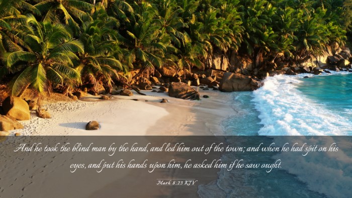 Picture 03 - Mark 8:23 KJV Desktop Wallpaper - And he took the blind man by the hand, and led - Desktop Bible Verse Wallpaper