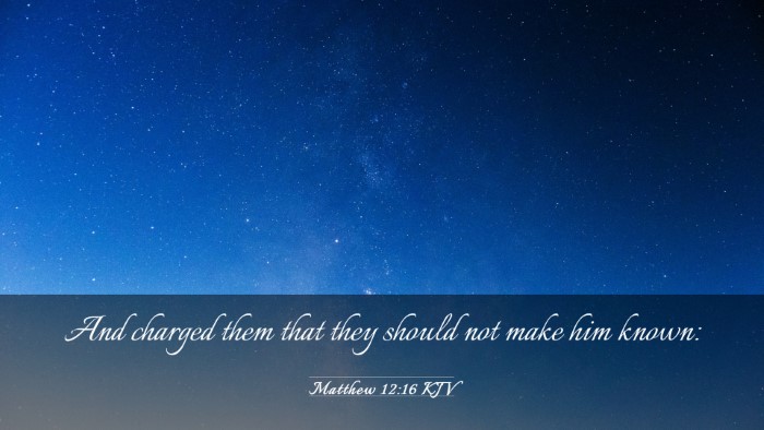 Picture 03 - Matthew 12:16 KJV Desktop Wallpaper - And charged them that they should not make him - Desktop Bible Verse Wallpaper