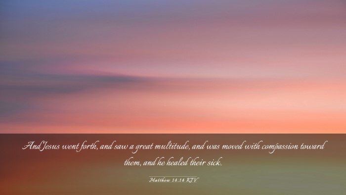 Picture 03 - Matthew 14:14 KJV Desktop Wallpaper - And Jesus went forth, and saw a great multitude, - Desktop Bible Verse Wallpaper