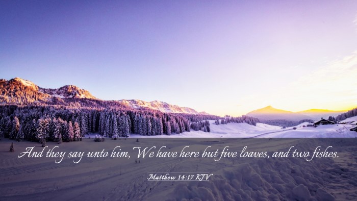 Picture 03 - Matthew 14:17 KJV Desktop Wallpaper - And they say unto him, We have here but five - Desktop Bible Verse Wallpaper
