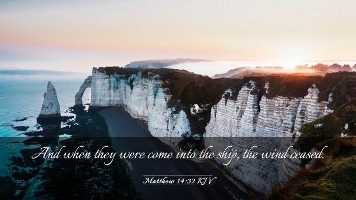 Picture 03 - Matthew 14:32 KJV Desktop Wallpaper - And when they were come into the ship, the wind - Desktop Bible Verse Wallpaper